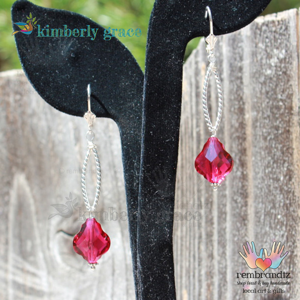 Cranberry Chandelier Sterling Earrings