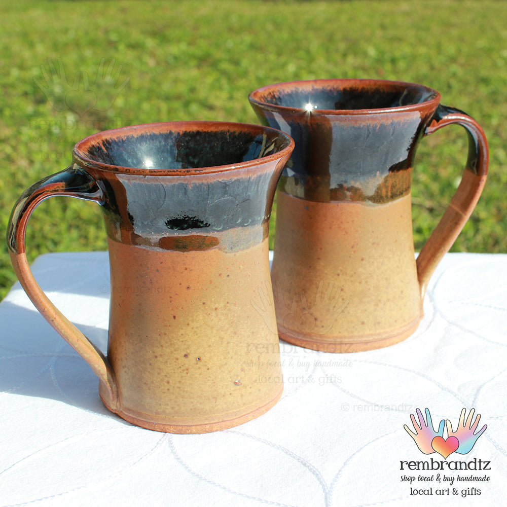 Coffee Mug Tall Black and Tan