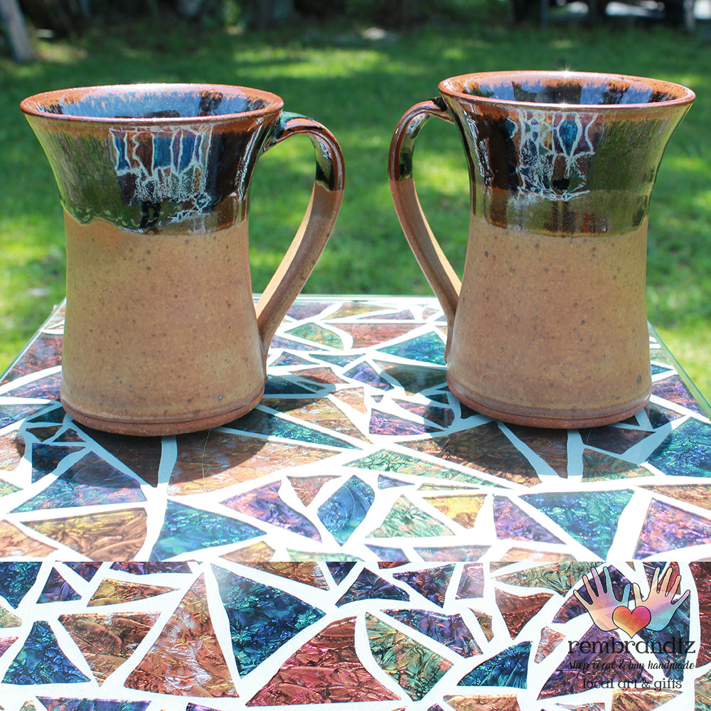 Coffee Mug Tall Black and Tan