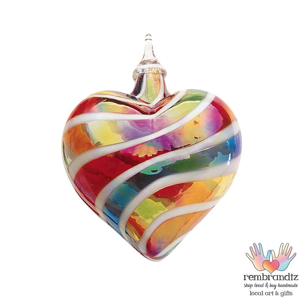 Designer Rainbow Hand Blown Glass Heart - Rembrandtz