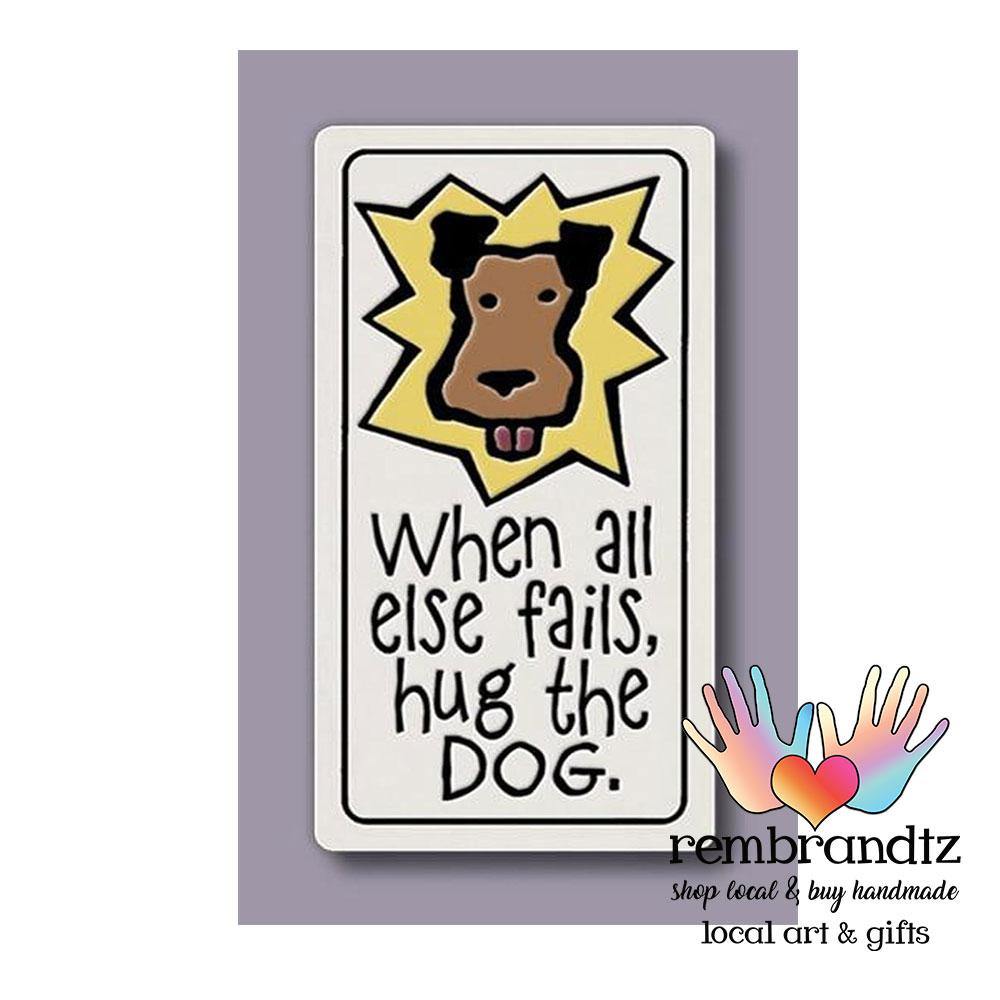 Hug the Dog Art Tile Magnet - Rembrandtz