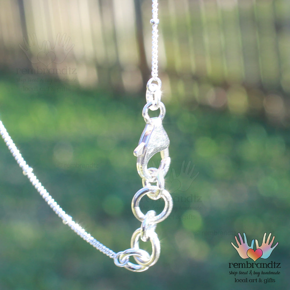 Sea Glass Cobalt Beach Blue Light Green Gradient Sterling Necklace