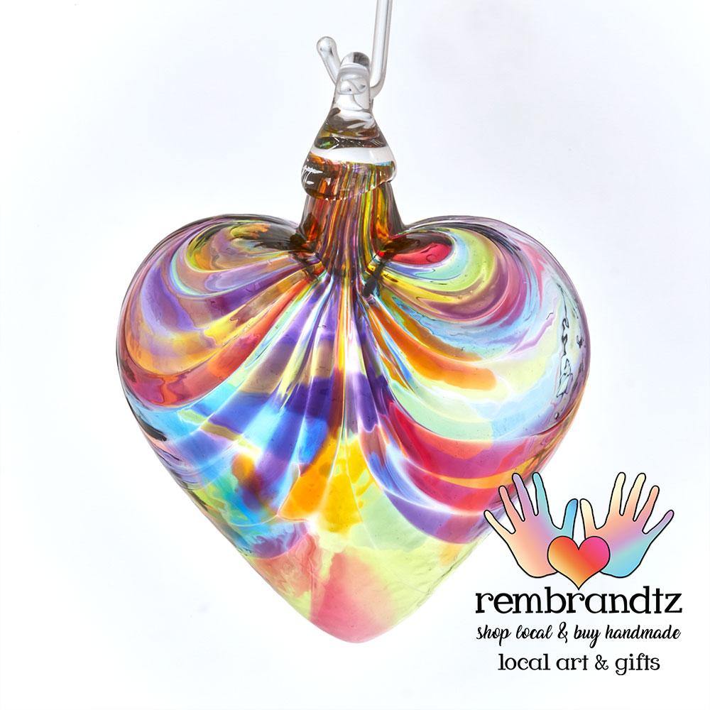 Rainbow Classic Hand Blown Glass Heart - Rembrandtz
