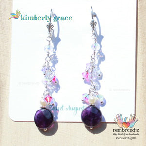 Amethyst Sparkle Earrings Sterling Leverback