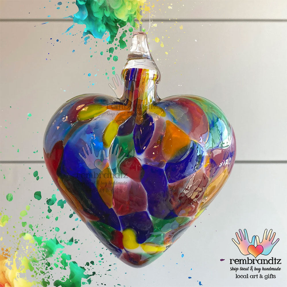 Fiesta Hand Blown Glass Heart - Rembrandtz