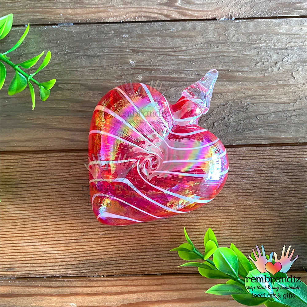 Cupid Heart Hand Blown Glass Heart