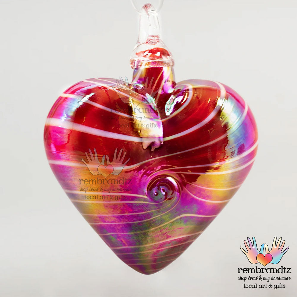 Cupid Heart Hand Blown Glass Heart