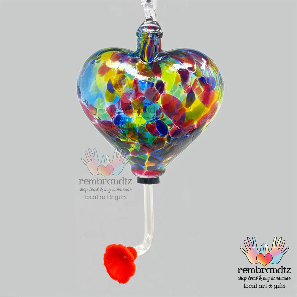 Rainbow Heart Hummingbird Feeder
