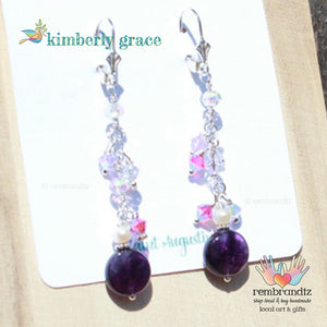 Amethyst Sparkle Earrings Sterling Leverback