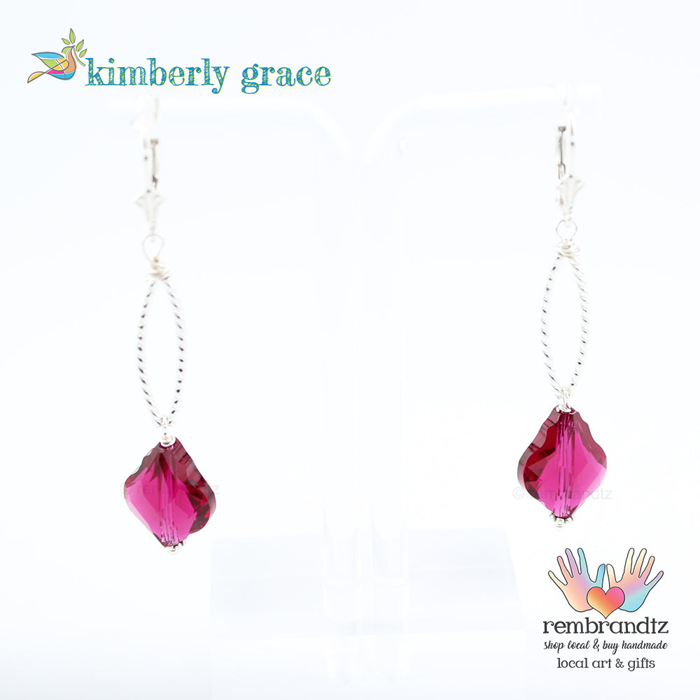 Cranberry Chandelier Sterling Earrings