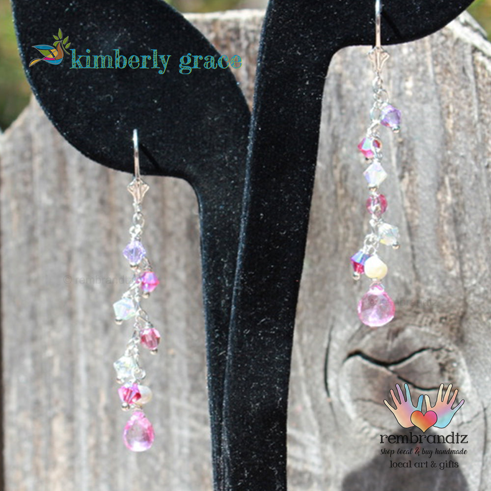 Pink Tourmaline Earrings Sterling Leverback