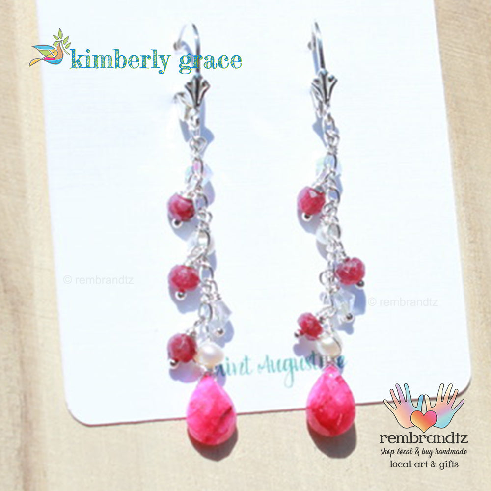 Ruby Garnet Earrings Sterling Leverback