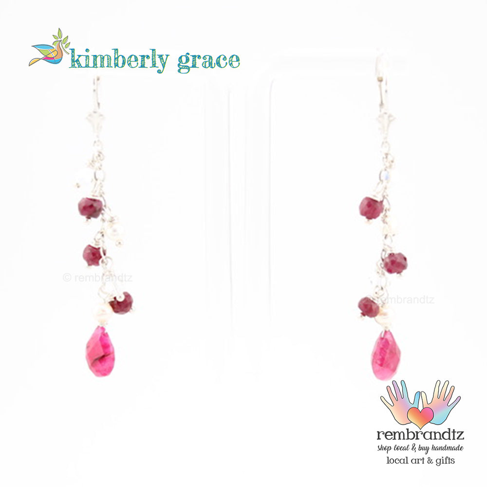 Ruby Garnet Earrings Sterling Leverback