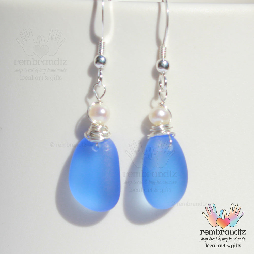 Aqua Blue II Sea Glass Earrings