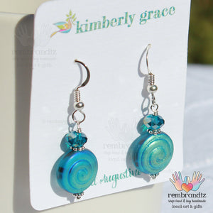 Aqua Blue Swirl Sterling Earrings