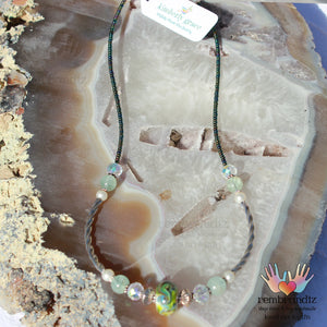 Aquamarine Quartz Handmade Glass Sterling Necklace