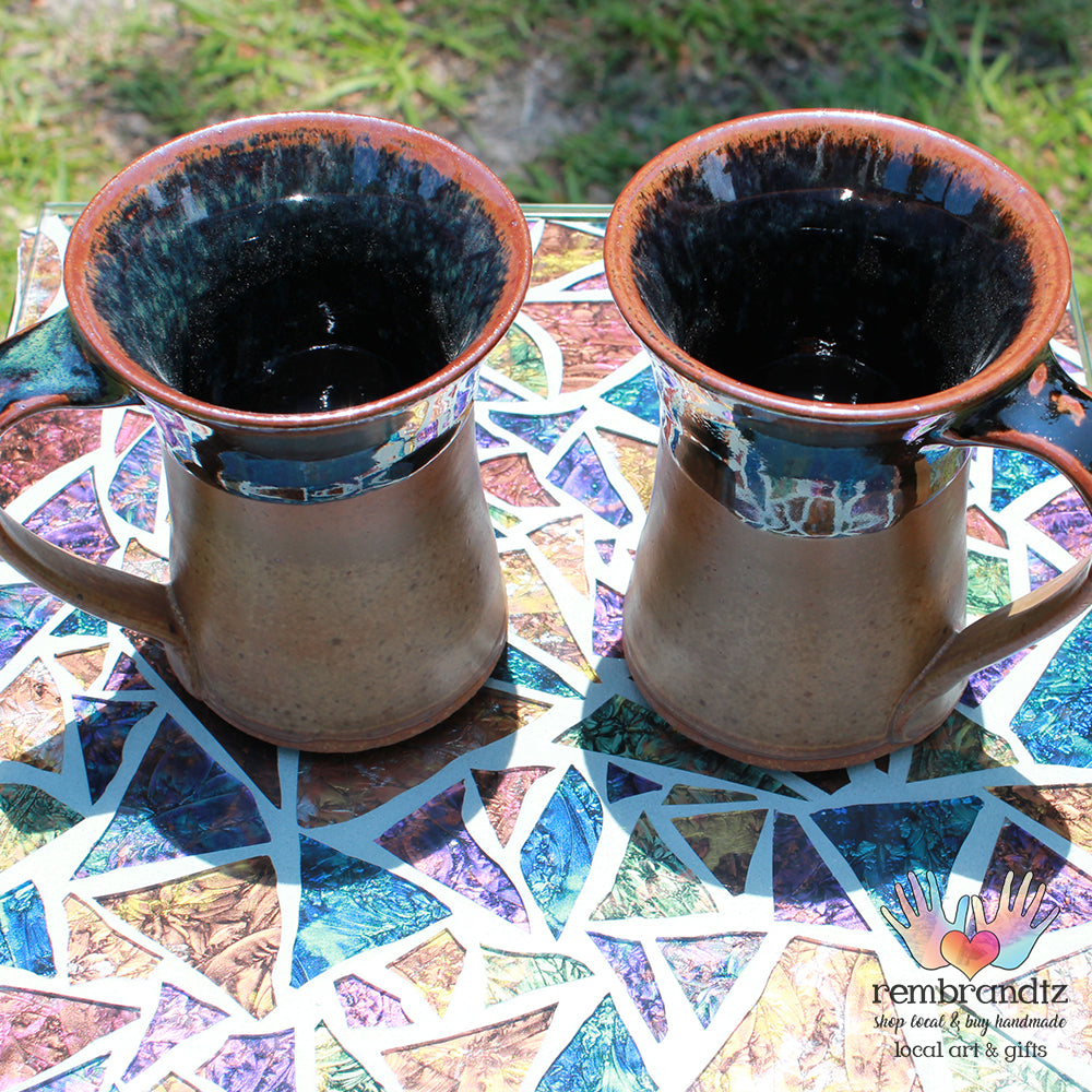 Coffee Mug Tall Black and Tan