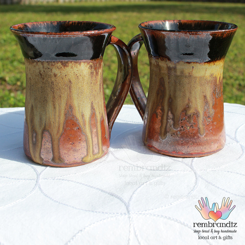 Coffee Mug Tall Black and Tan