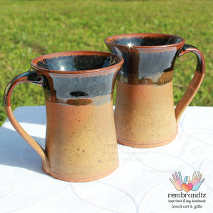 Coffee Mug Tall Black and Tan