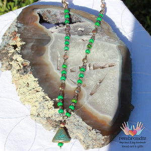 Blue Green Mala Necklace