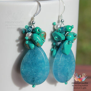 Turquoise Pearl Silver Earrings