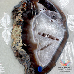 Aqua Blue Sea Glass Sterling Necklace