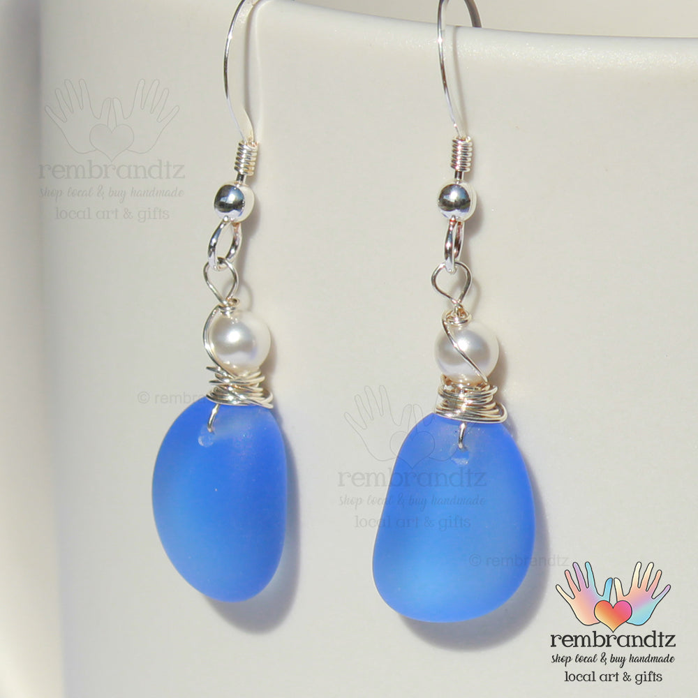 Aqua Blue II Sea Glass Earrings