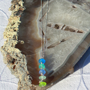 Sea Glass Cobalt Blue Green Gradient Sterling Necklace