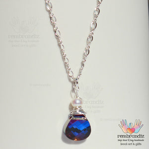 Cobalt Cranberry Sterling Necklace