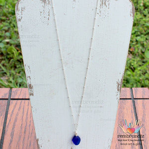 Cobalt Blue Sea Glass Sterling Necklace