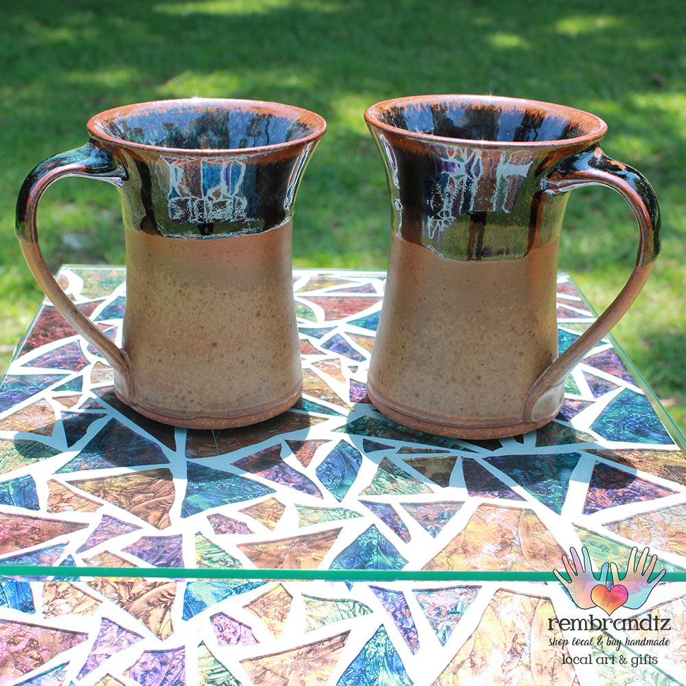 Coffee Mug Tall Black and Tan