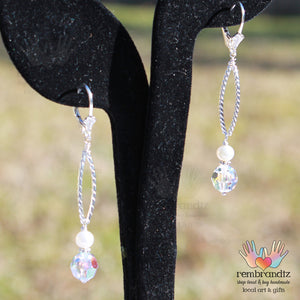 Contemporary Silver Sparkle Bridal Earrings