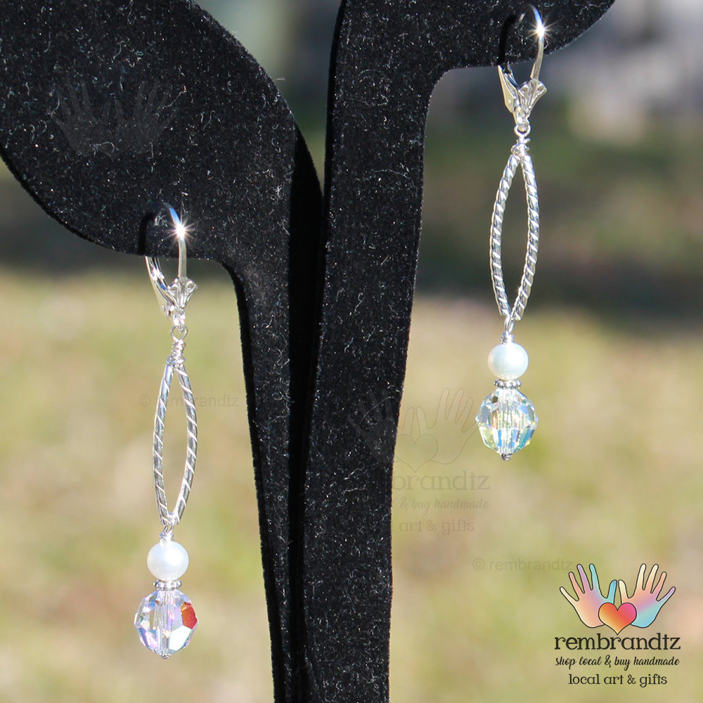 Contemporary Silver Sparkle Bridal Earrings