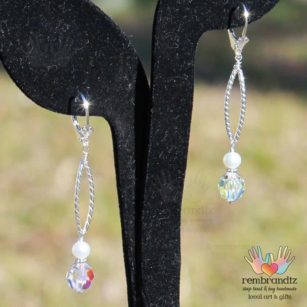 Contemporary Silver Sparkle Bridal Earrings