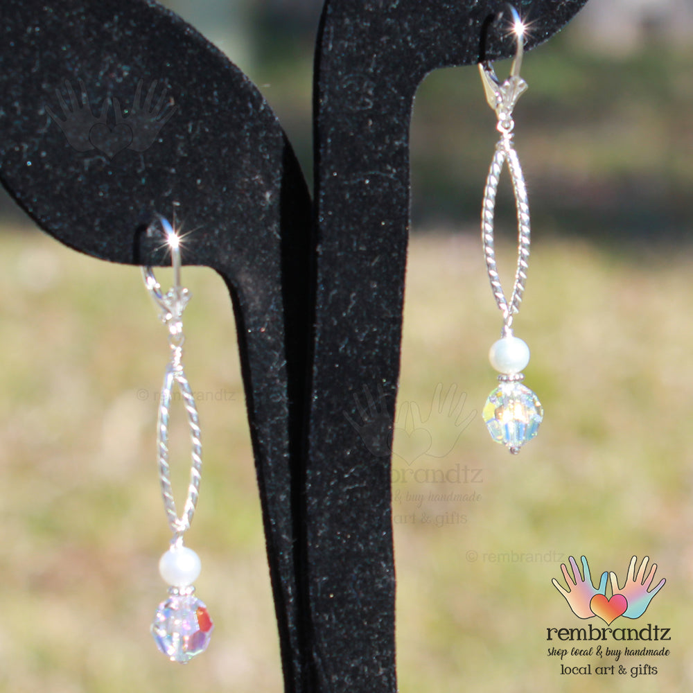 Contemporary Silver Sparkle Bridal Earrings