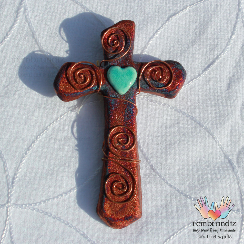 Small Raku Pottery Wall Art Cross