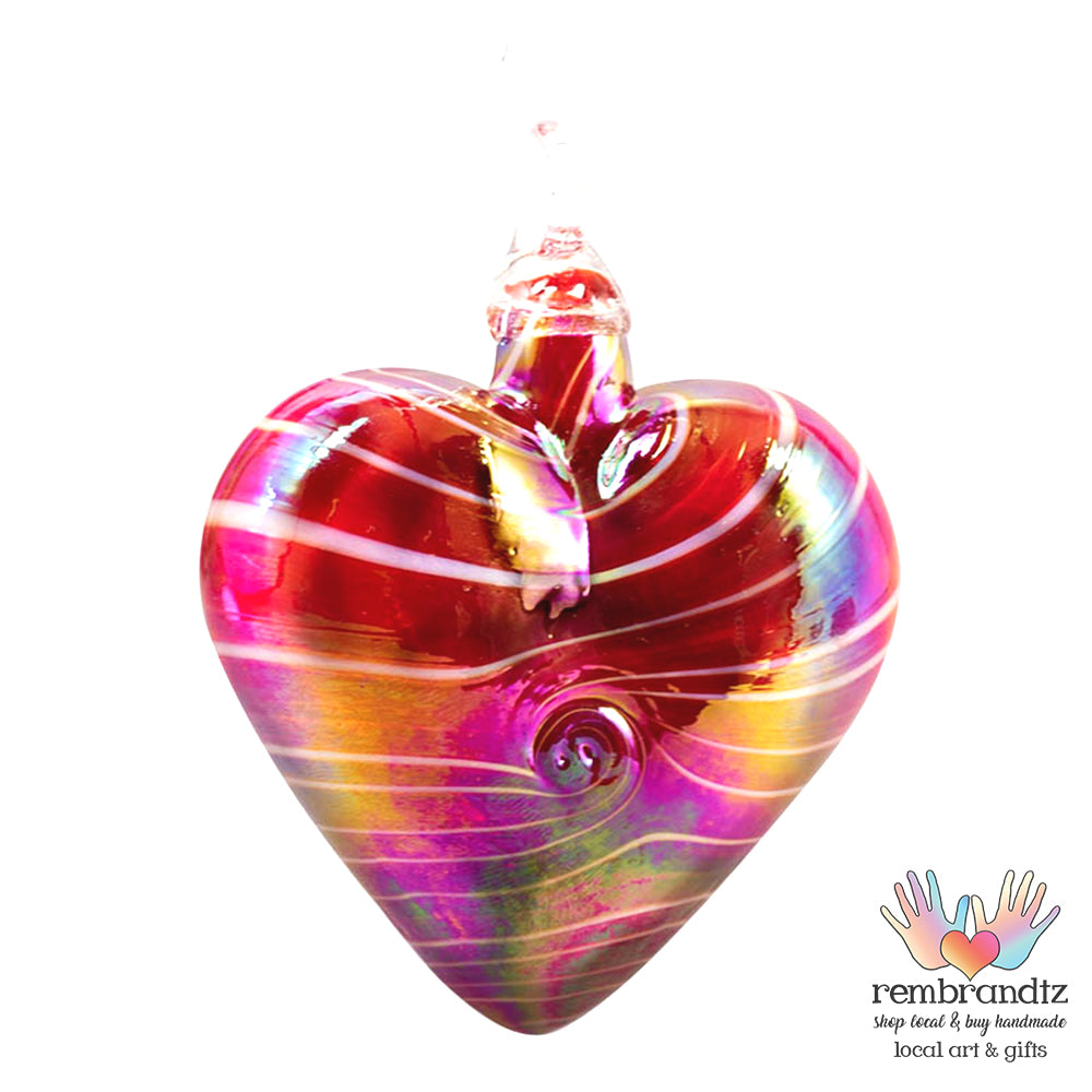 Cupid Heart Hand Blown Glass Heart