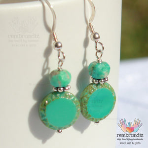 Denim Round Sterling Earrings