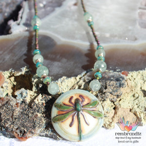 Dragonfly Aquamarine Sterling Necklace