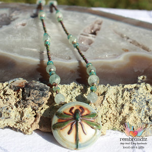 Dragonfly Aquamarine Sterling Necklace