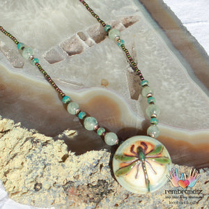 Dragonfly Aquamarine Sterling Necklace