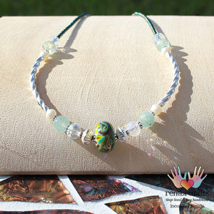 Aquamarine Quartz Handmade Glass Sterling Necklace