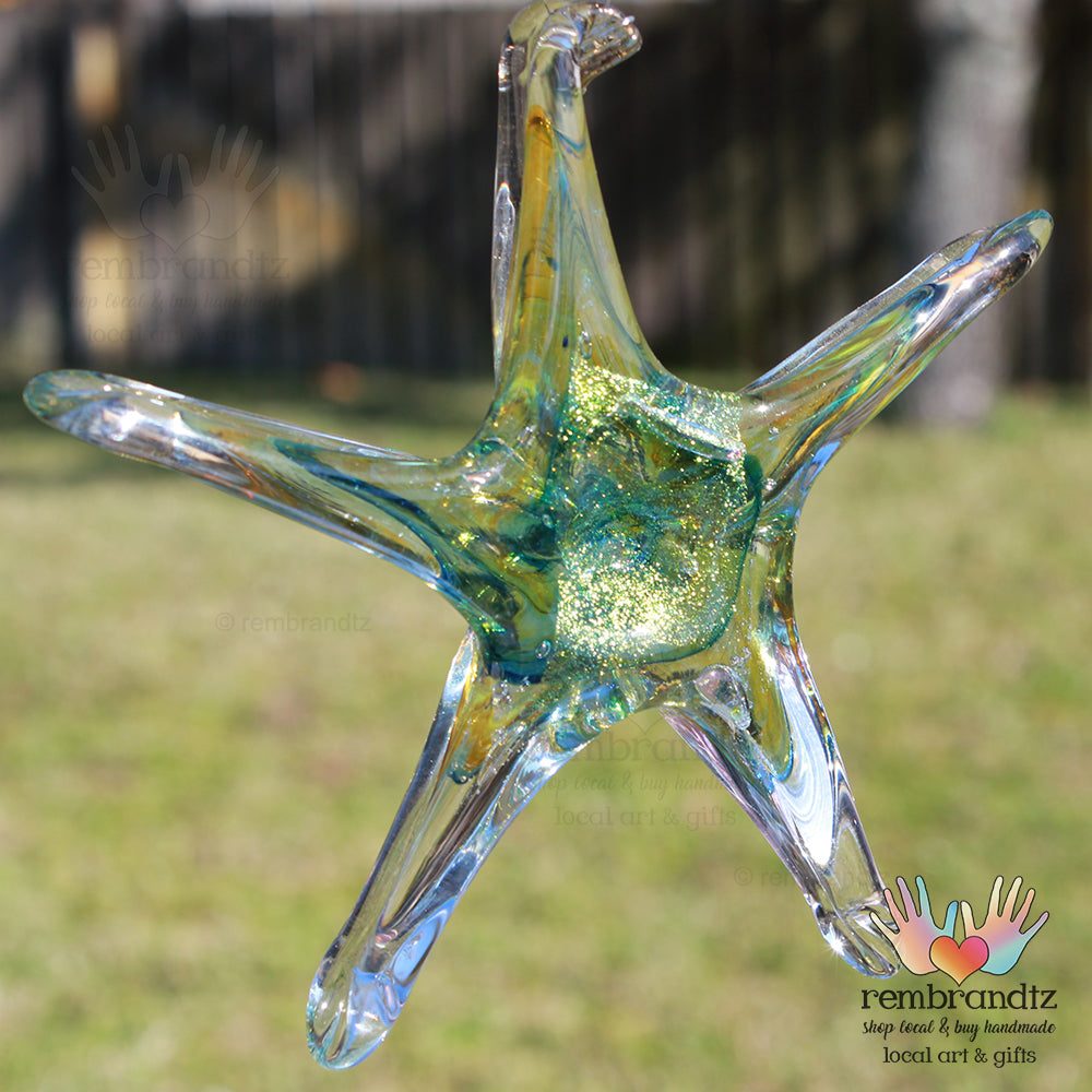 Starfish Ornament Green Amber Gold