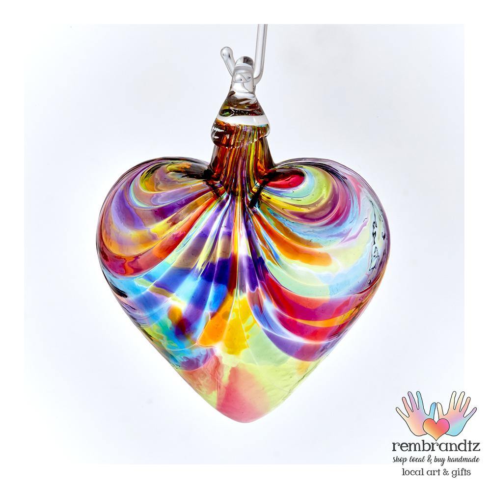 Rainbow Classic Hand Blown Glass Heart - Rembrandtz