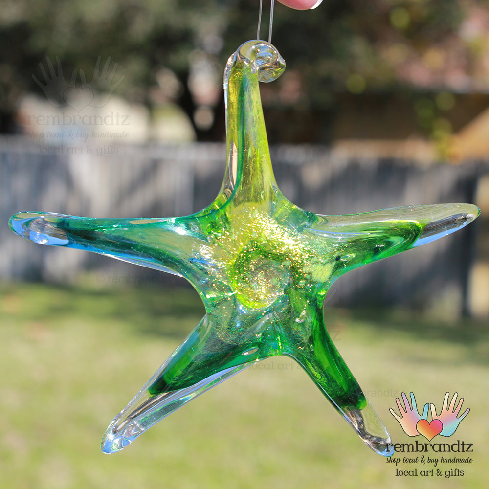 Starfish Ornament Green Gold