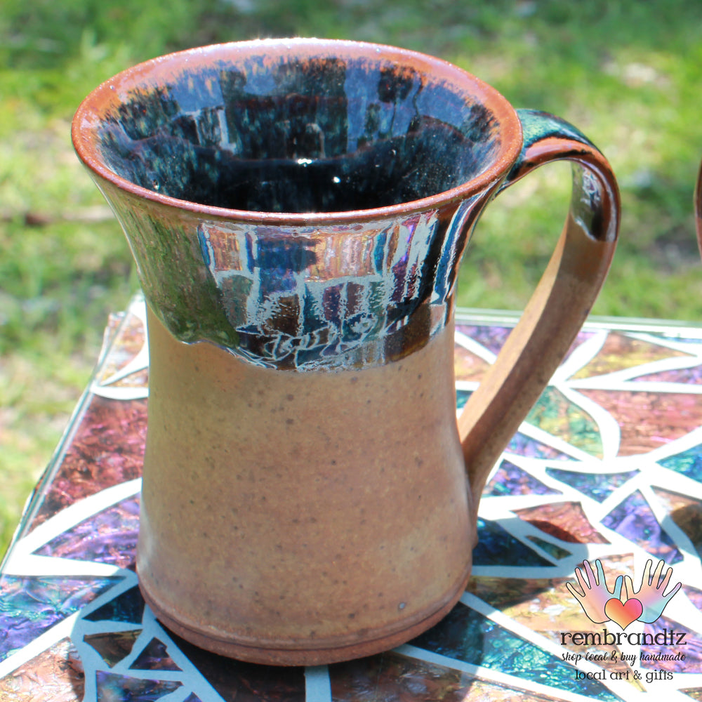 Coffee Mug Tall Black and Tan