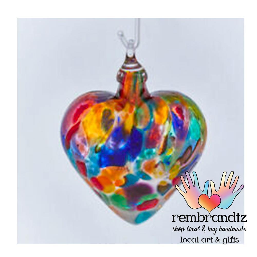 Fiesta Hand Blown Glass Heart - Rembrandtz