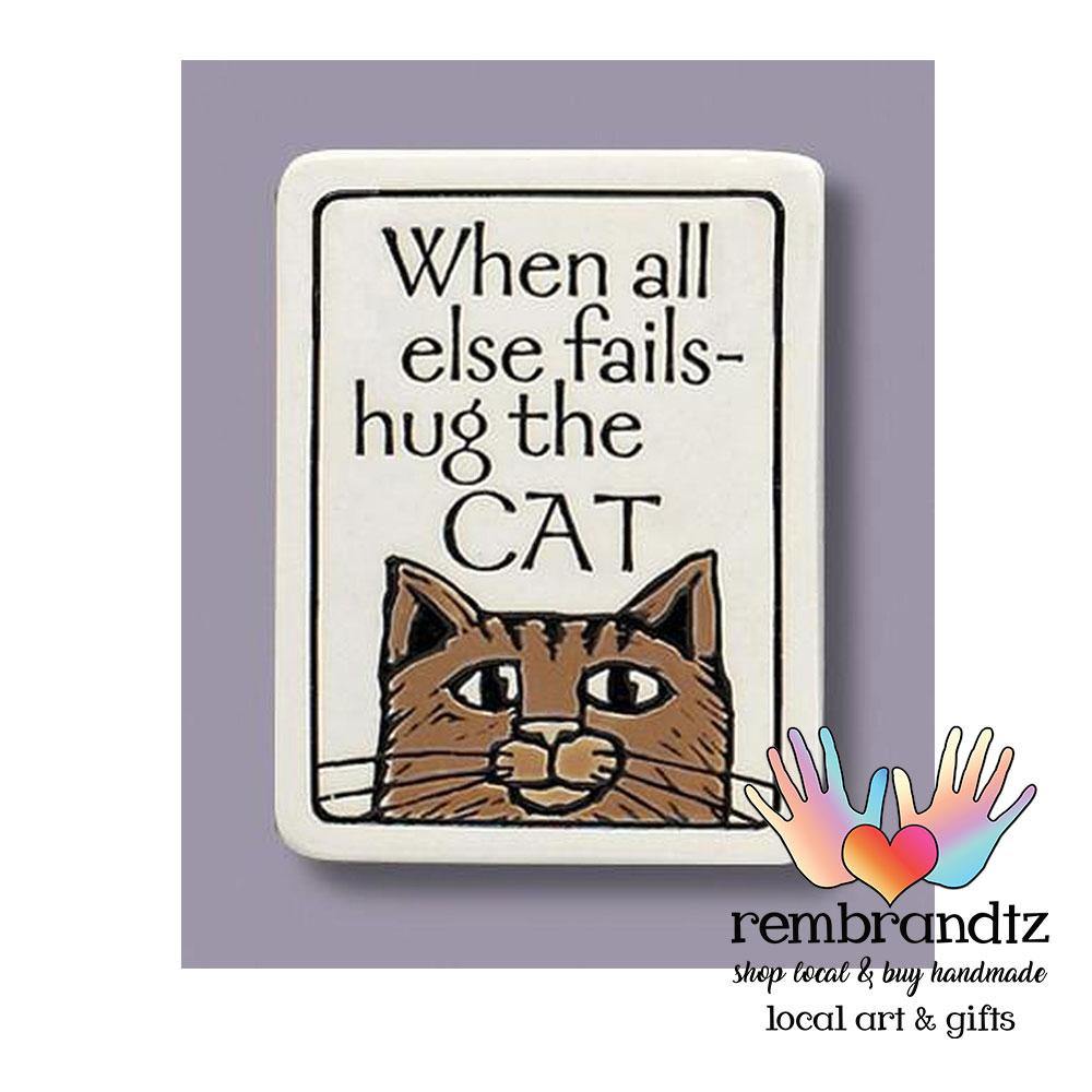 Hug the Cat Art Tile Magnet - Rembrandtz