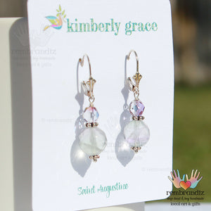 Lavender Rainbow Flourite Earrings Sterling Leverback