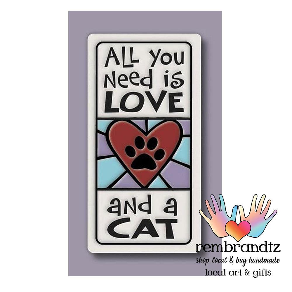 Love and a Cat Art Tile Magnet - Rembrandtz